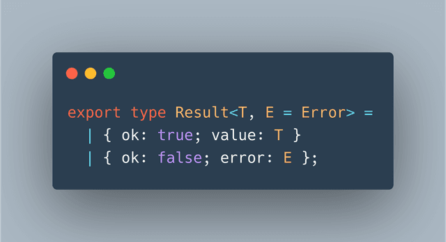 The Result type as written in TypeScript